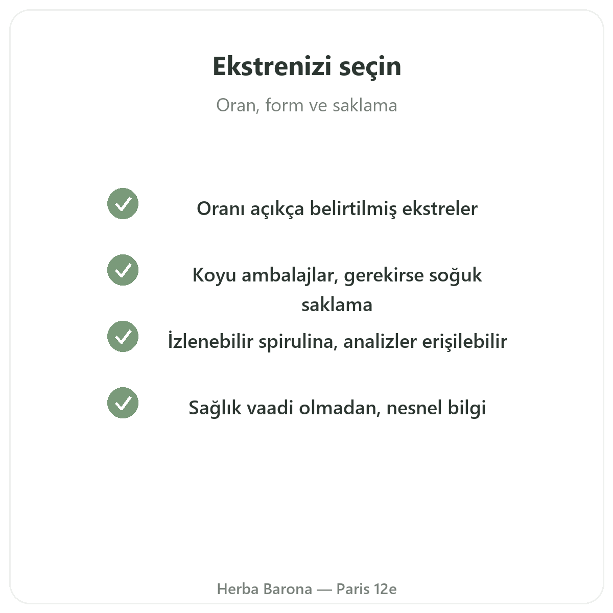 Fikosiyanin Paris - Herba Barona Paris 12. bölgede kalite taahhütleri