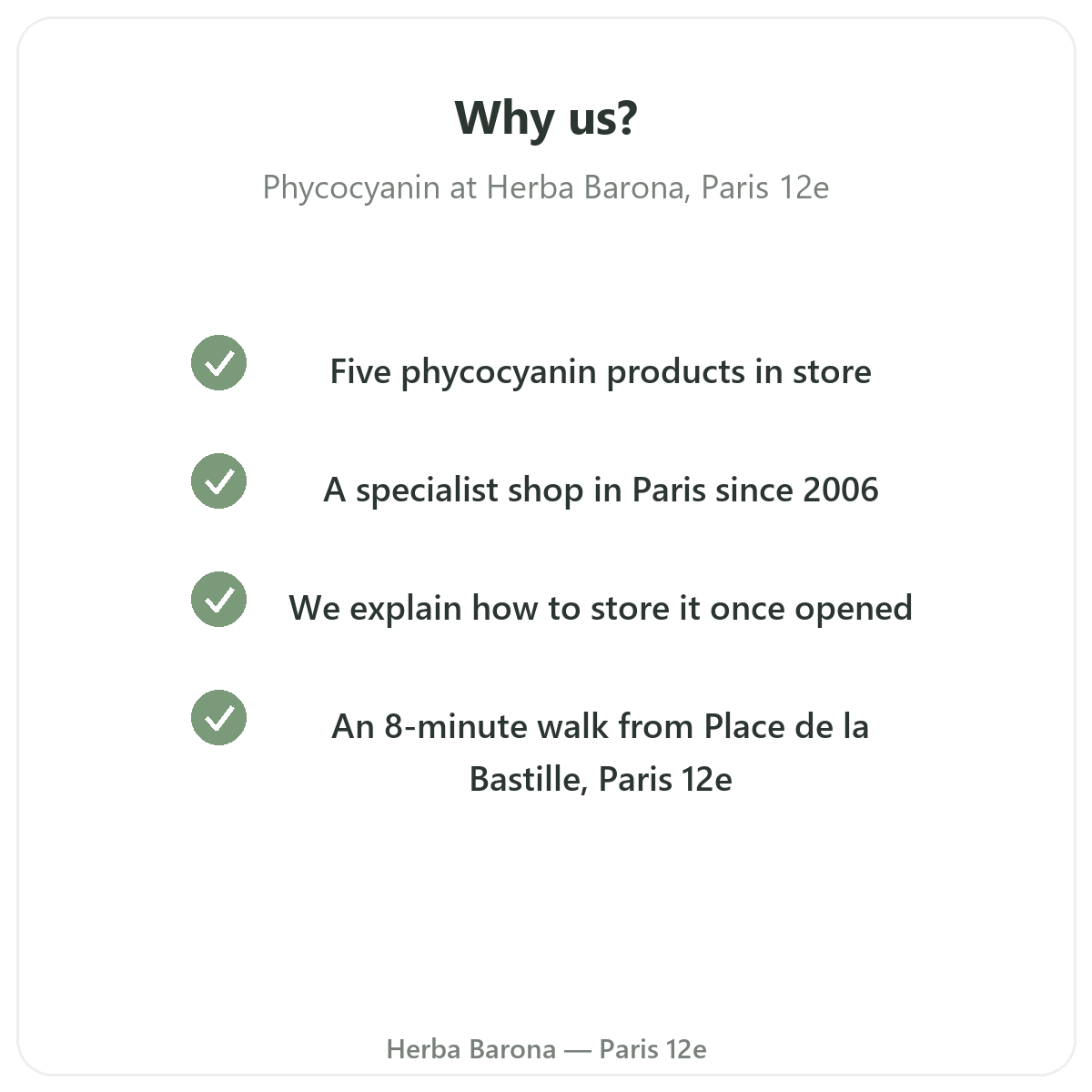 Why buy phycocyanin in Paris at Herba Barona Paris 12e