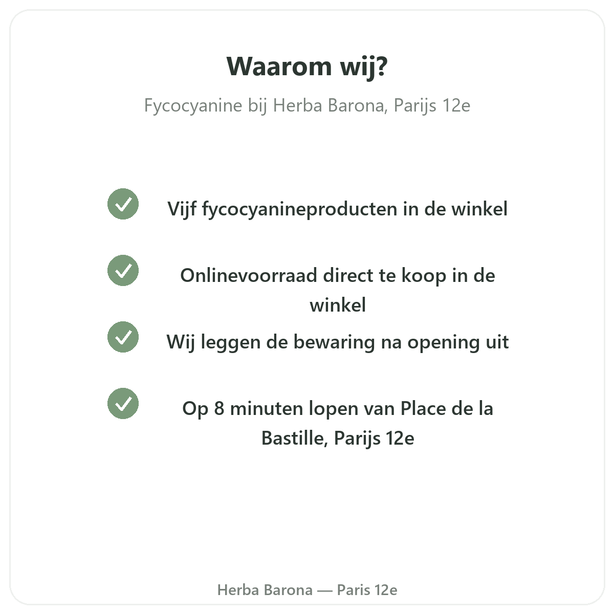 Waarom fycocyanine kopen in Parijs bij Herba Barona Parijs 12e