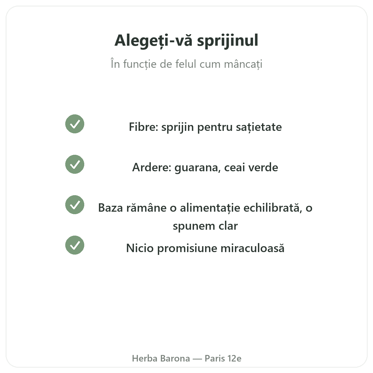 Controlul greutății la Paris - angajamente de calitate la Herba Barona Paris, arondismentul 12