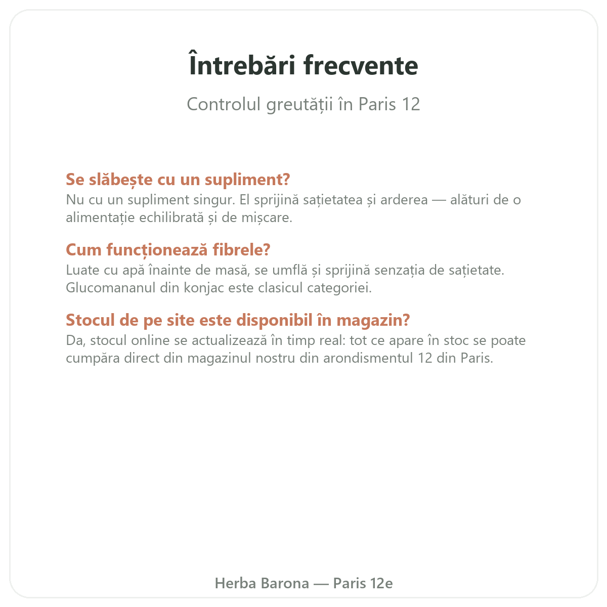 Întrebări frecvente Controlul greutății la Paris - Herba Barona Paris, arondismentul 12