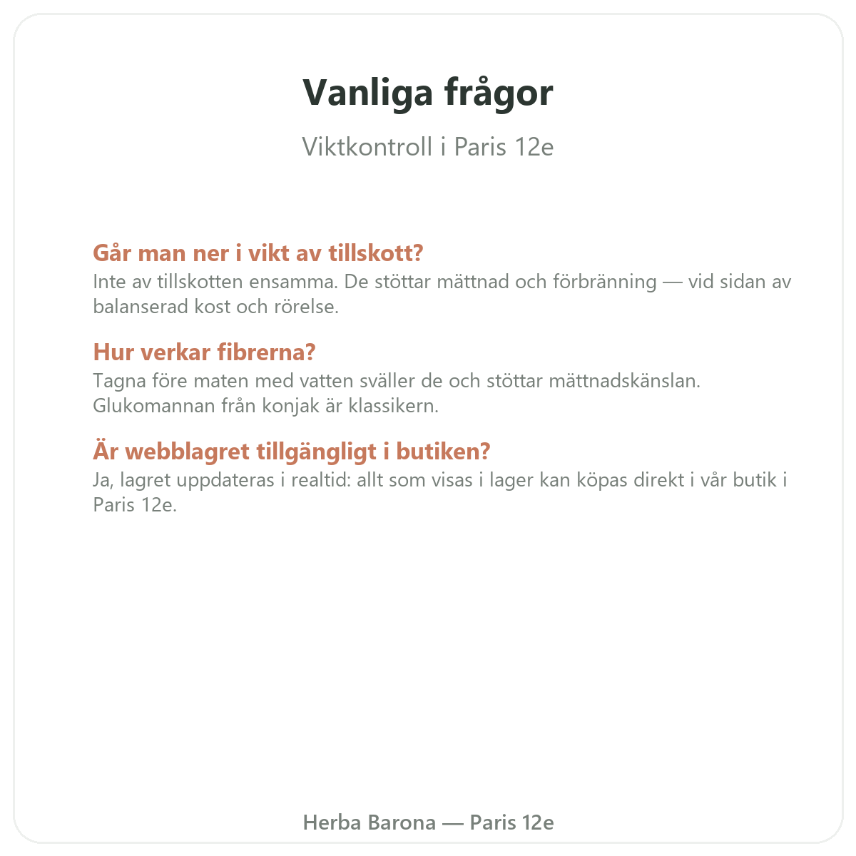 Vanliga frågor om viktkontroll i Paris – Herba Barona Paris 12e