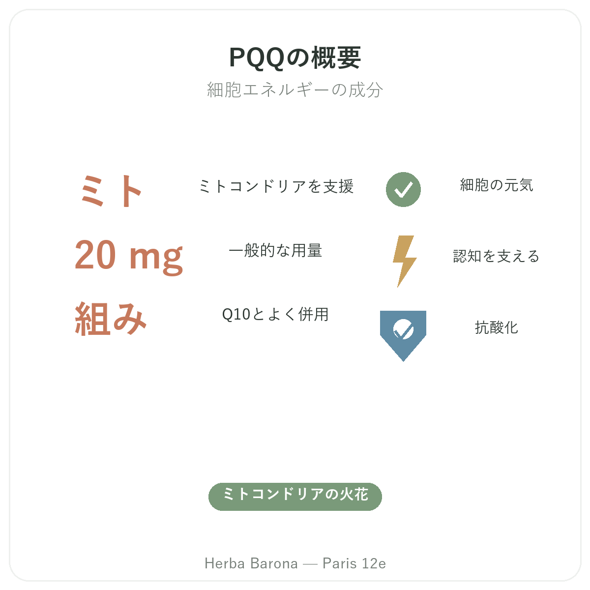 パリのPQQ 概要 - 主な数字 Herba Barona パリ12区