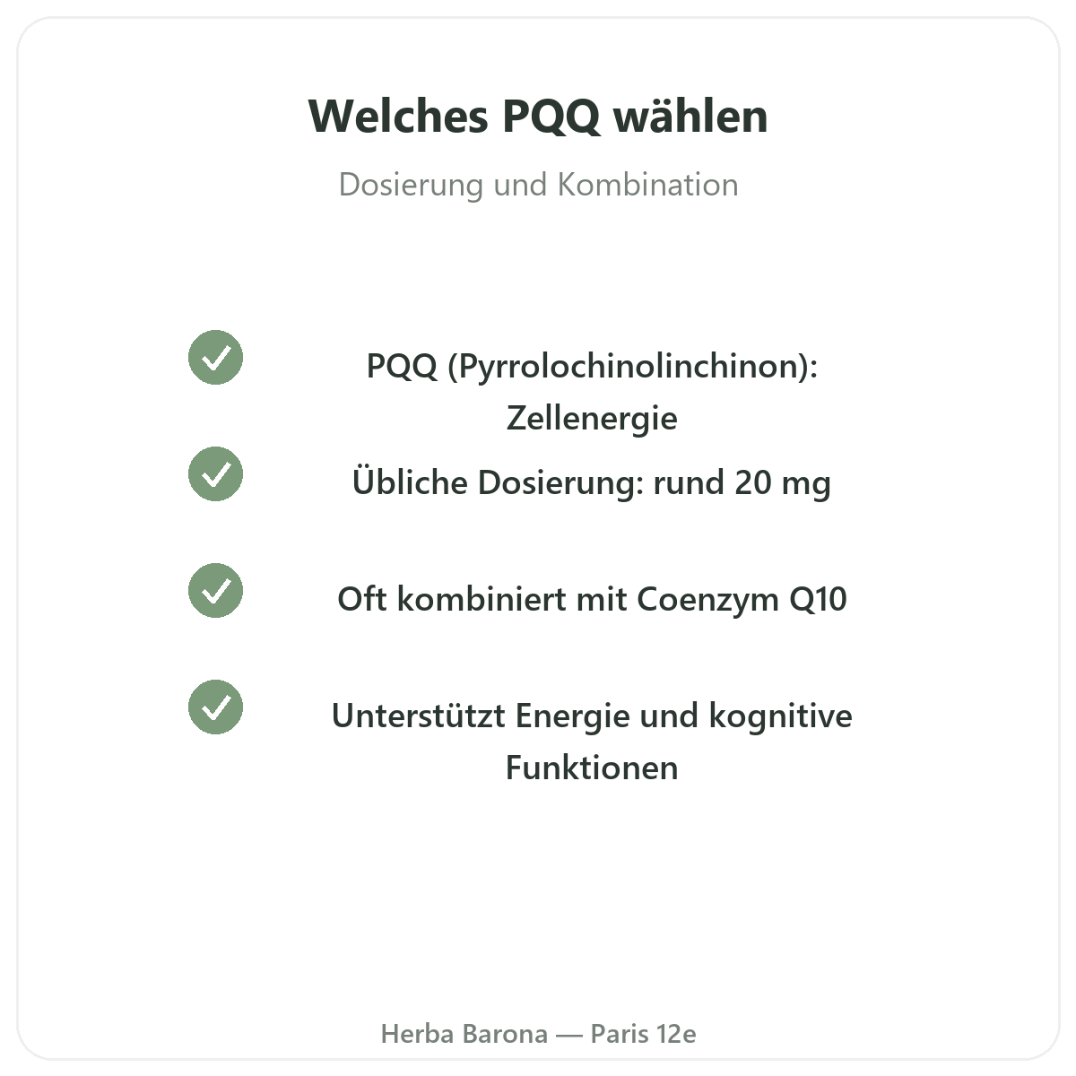 PQQ Paris - Qualitätsversprechen bei Herba Barona Paris 12e