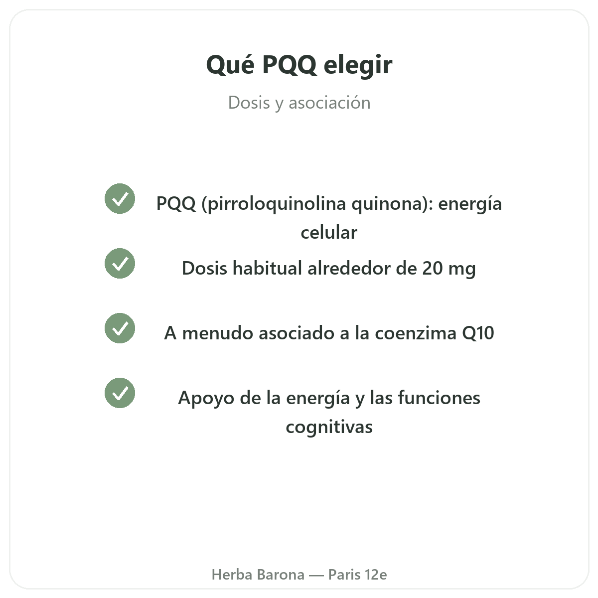 PQQ en París - compromisos de calidad en Herba Barona París 12e