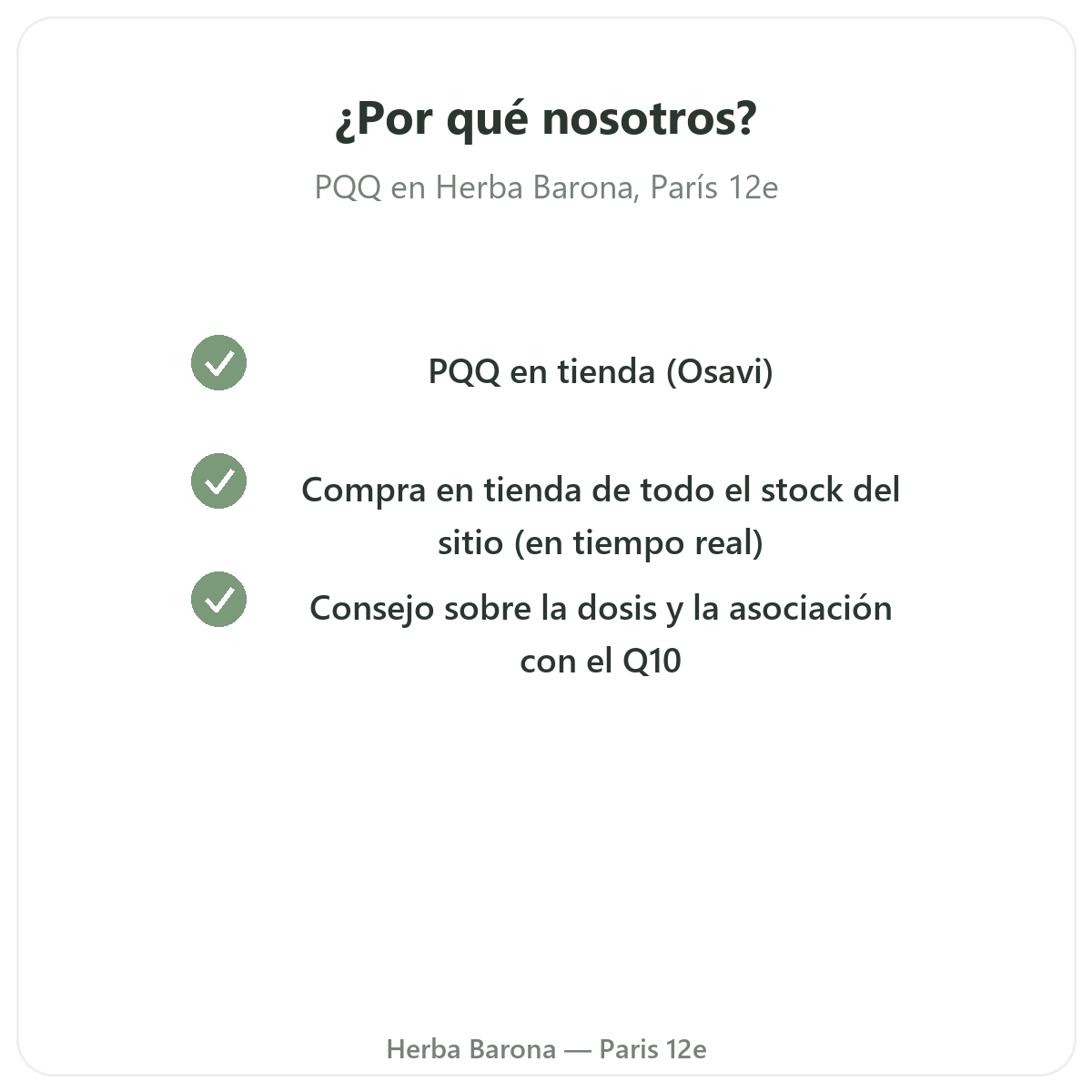 Por qué comprar PQQ en París en Herba Barona París 12e