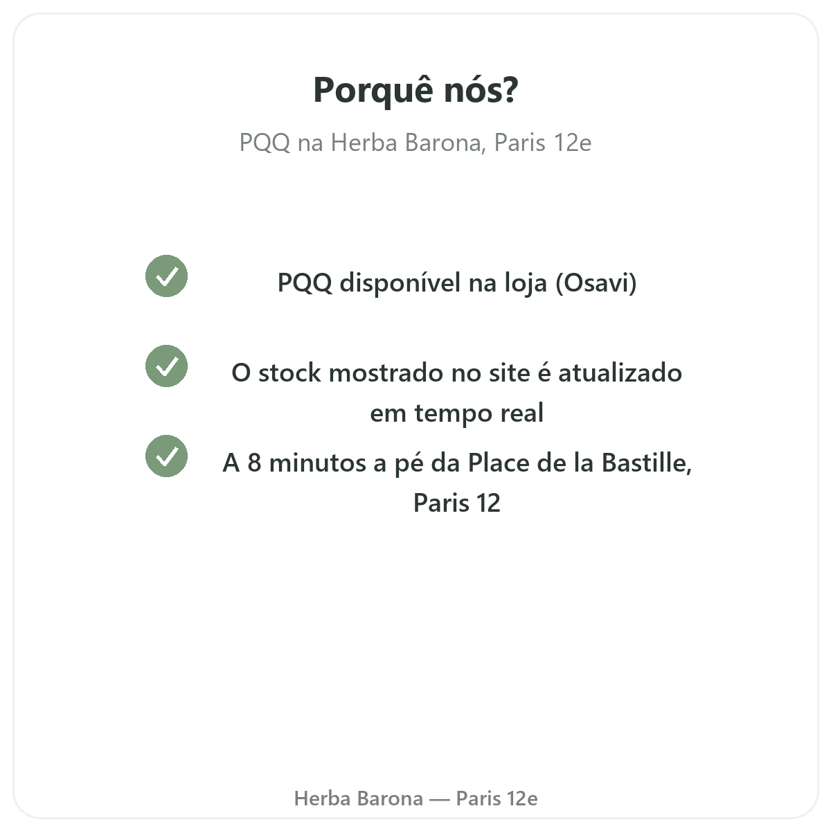 Porquê comprar PQQ Paris em Paris na Herba Barona Paris 12e