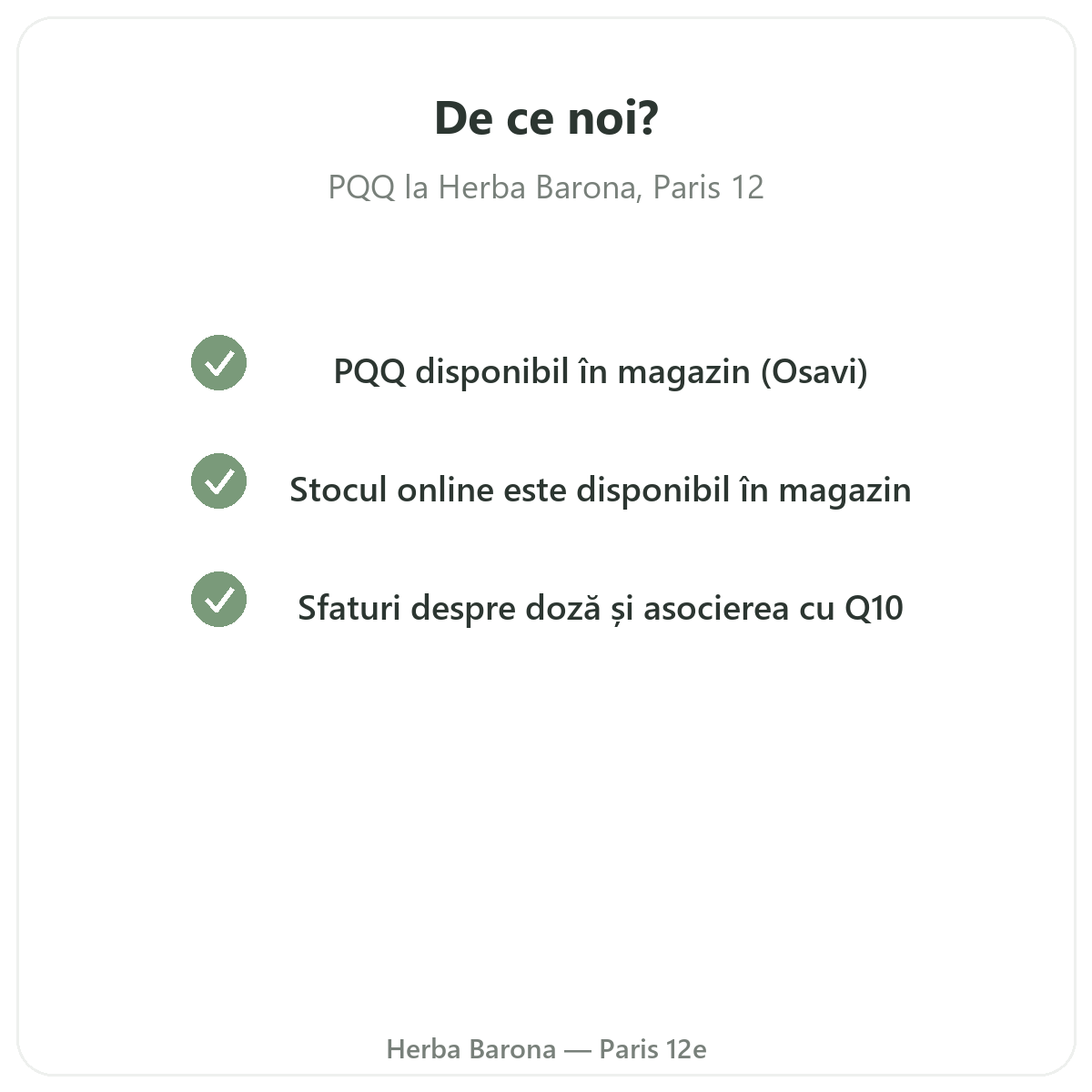 De ce să cumpărați PQQ la Paris de la Herba Barona Paris, arondismentul 12