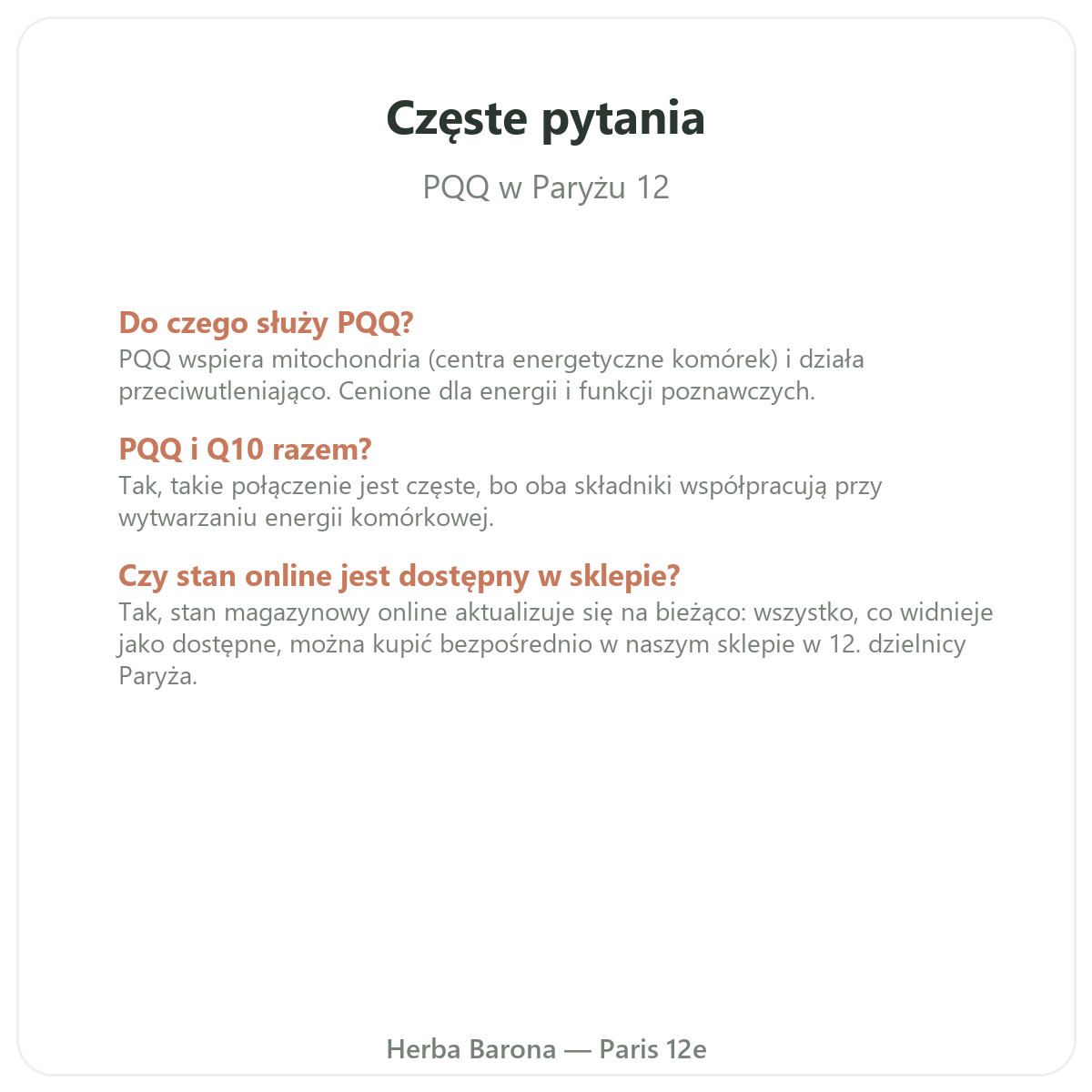 Najczęstsze pytania o PQQ – wysyłka do Polski, Herba Barona