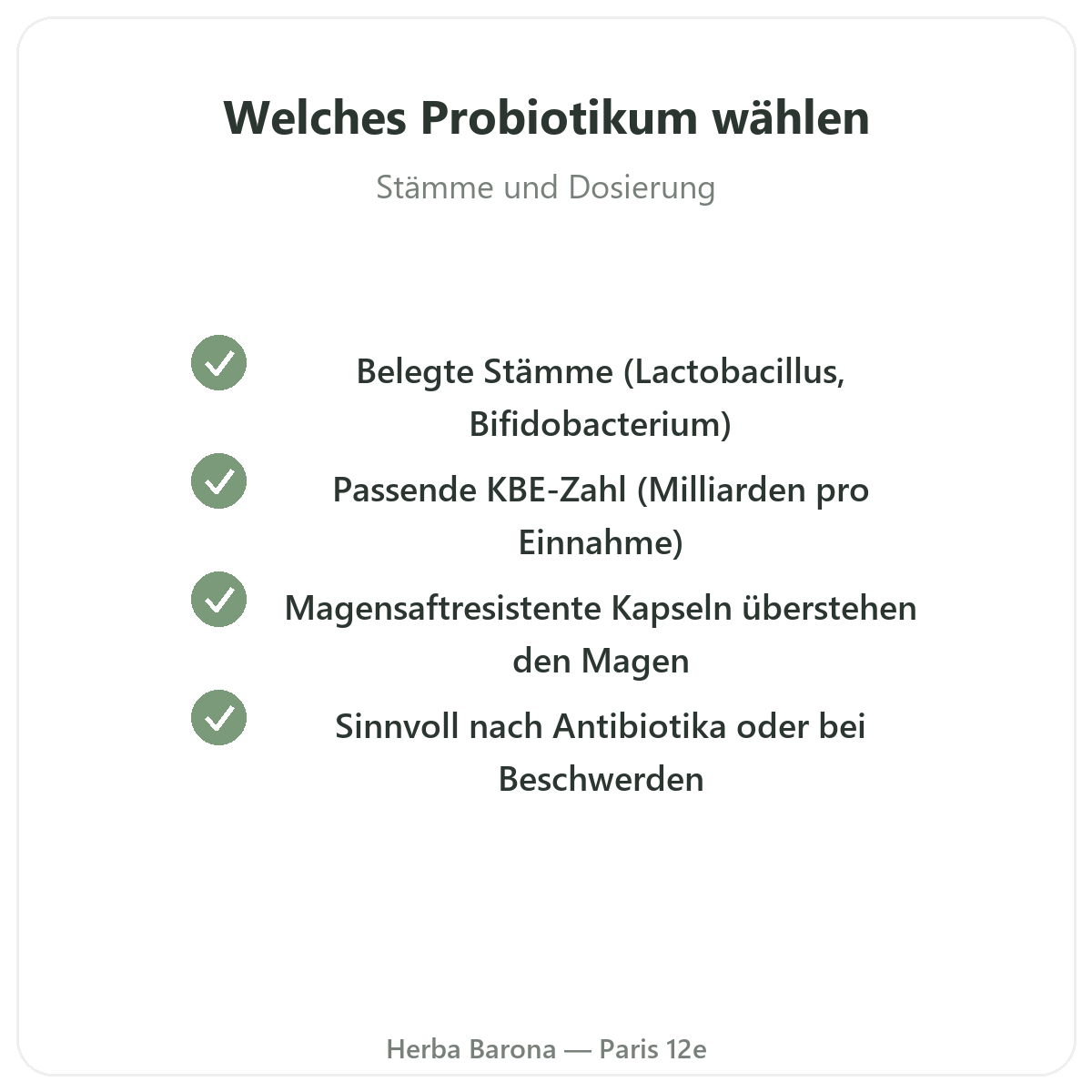 Probiotika Paris - Qualitätsversprechen bei Herba Barona Paris 12e