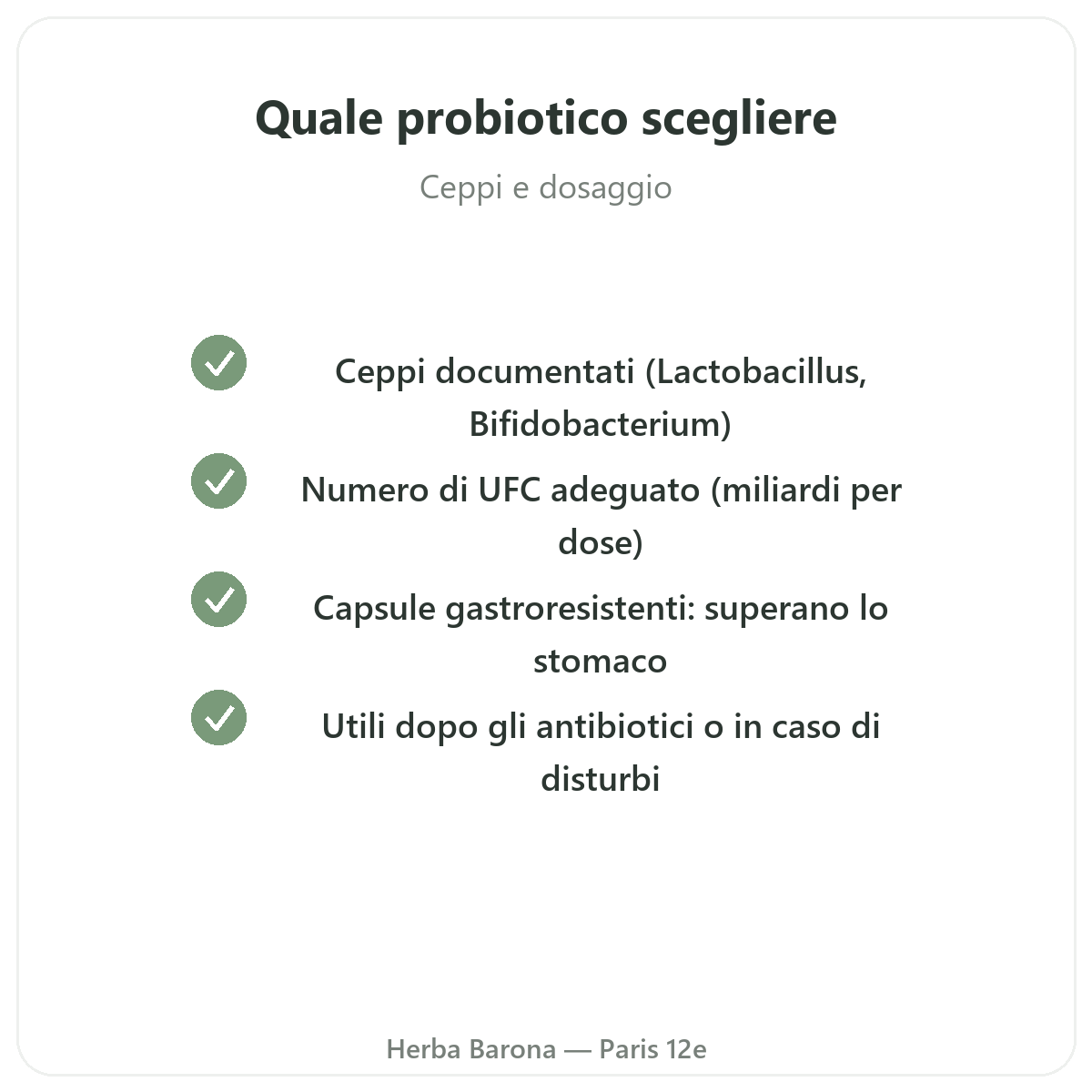 Probiotici Parigi - impegni di qualità da Herba Barona Parigi 12e