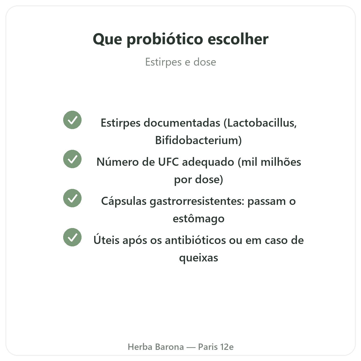 Probióticos Paris Paris - compromissos de qualidade na Herba Barona Paris 12e