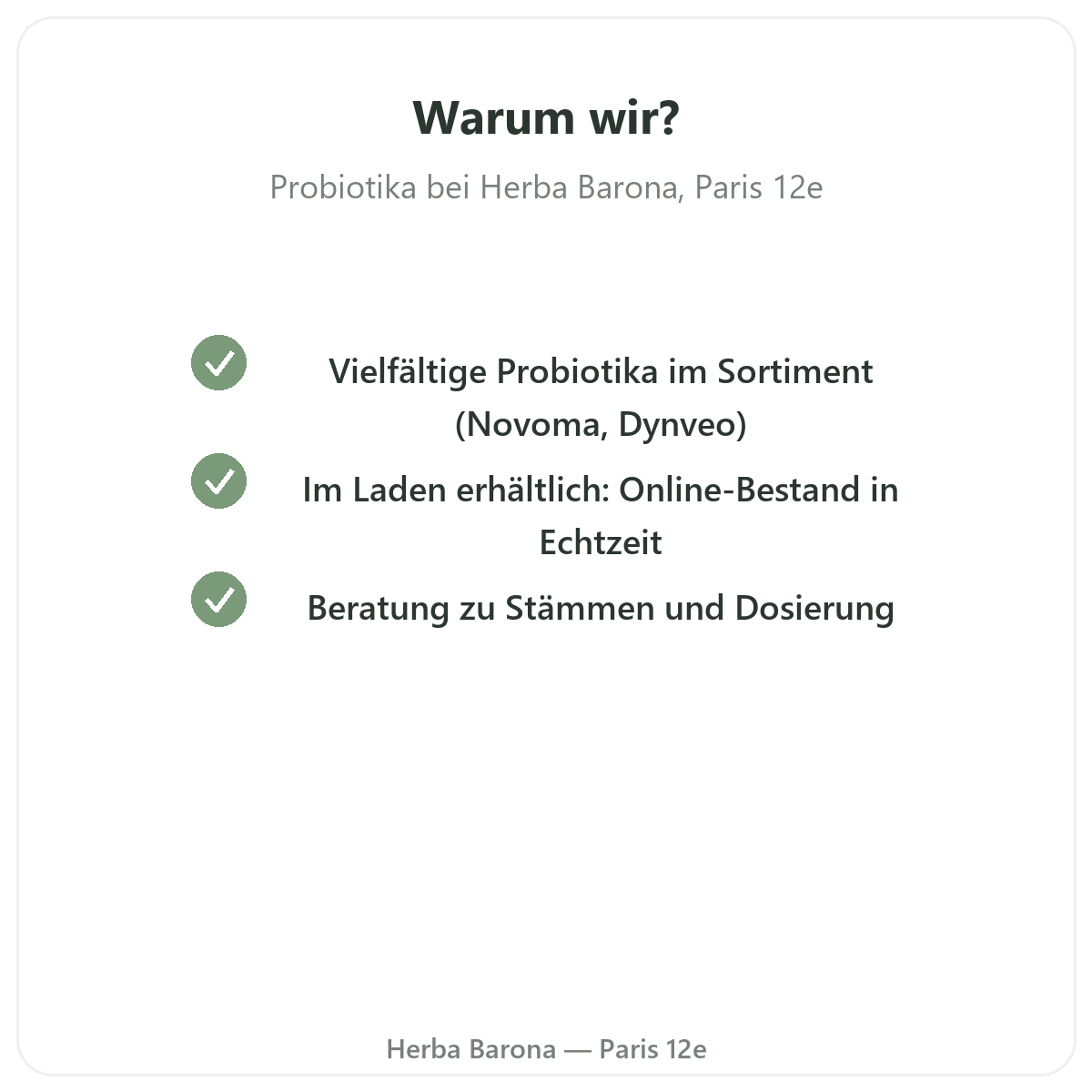 Warum Probiotika Paris bei Herba Barona Paris 12e kaufen