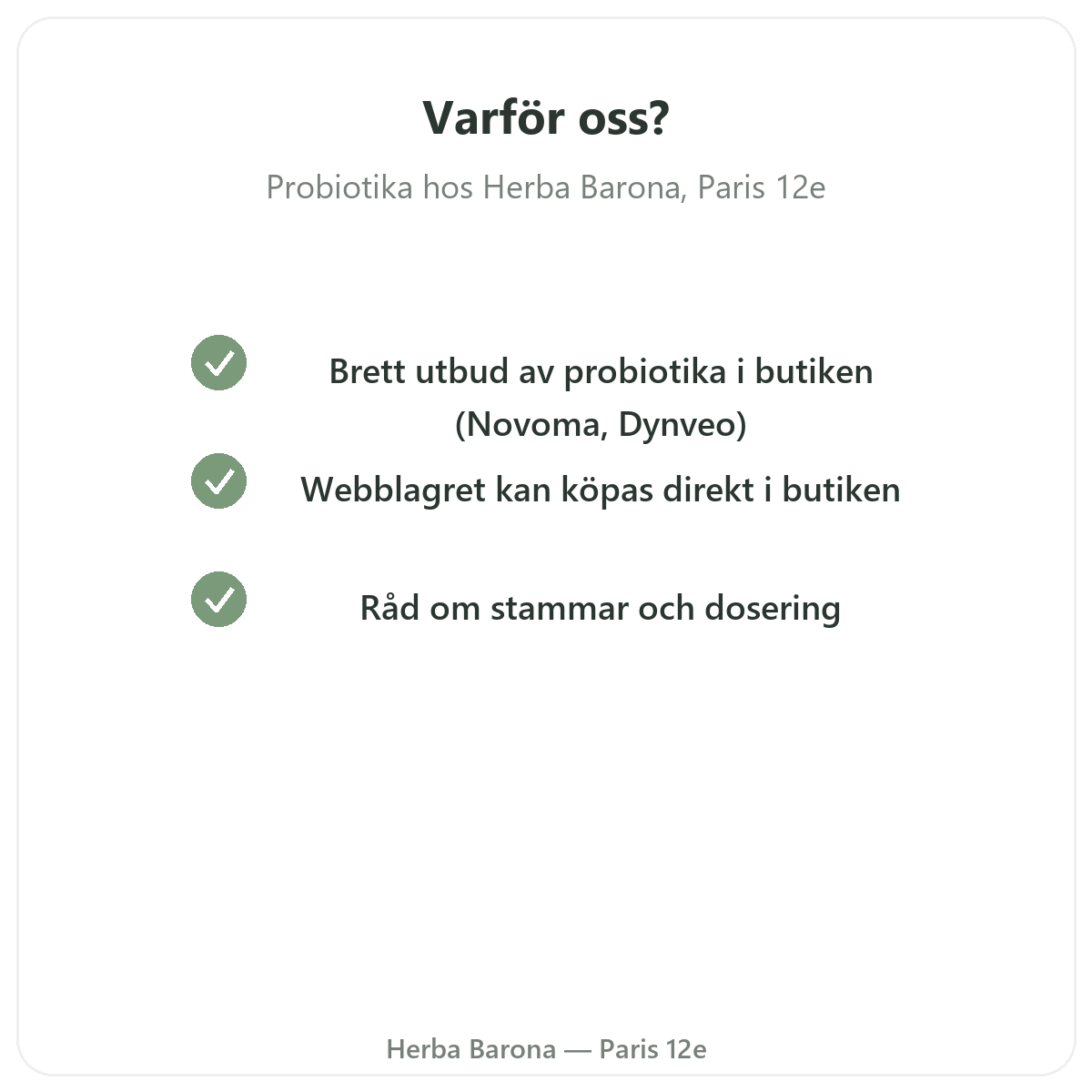 Varför köpa probiotika i Paris hos Herba Barona Paris 12e