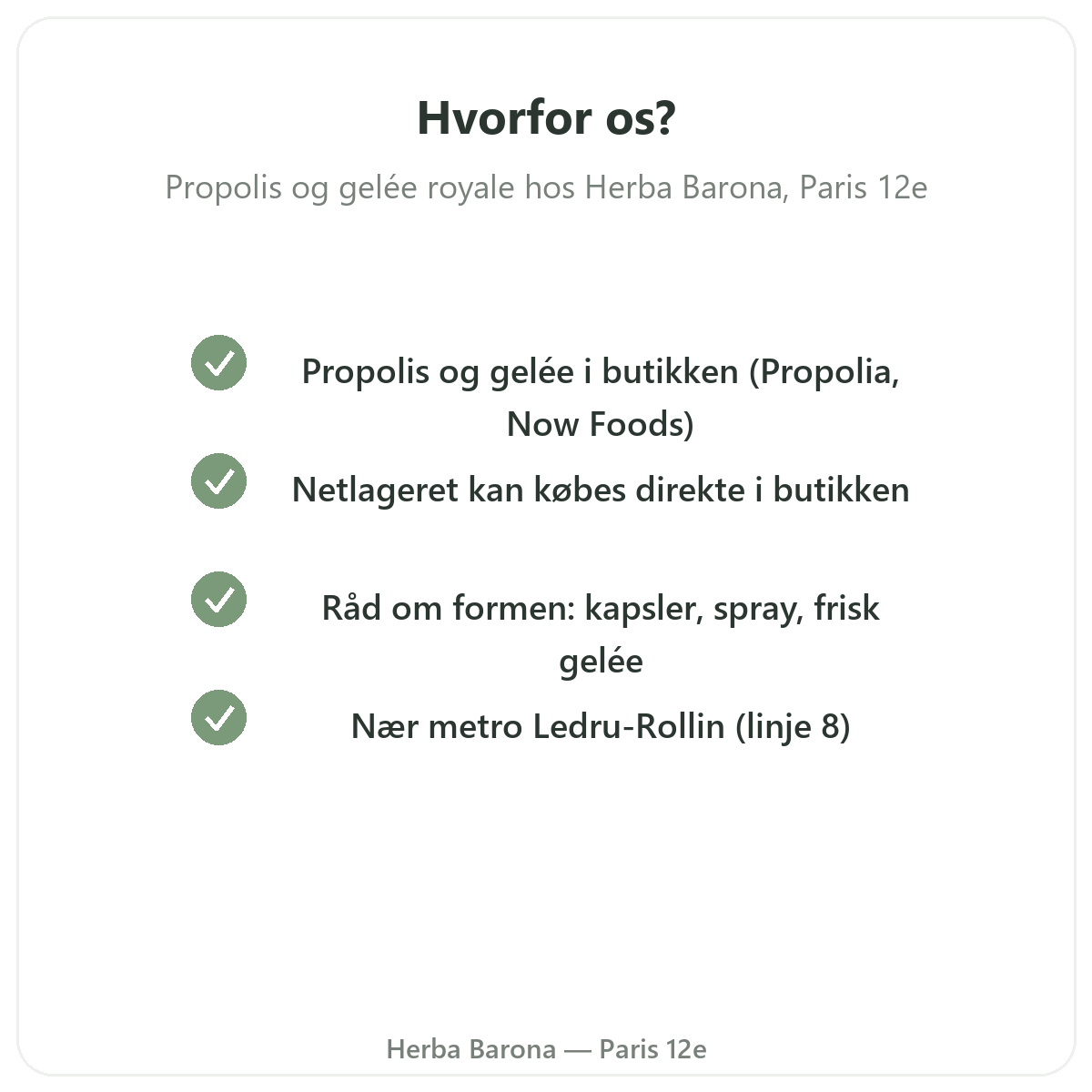 Hvorfor købe Propolis og kongegelé Paris i Paris hos Herba Barona Paris 12