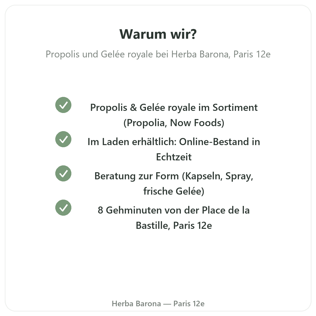 Warum Propolis und Gelée royale in Paris bei Herba Barona Paris 12e kaufen
