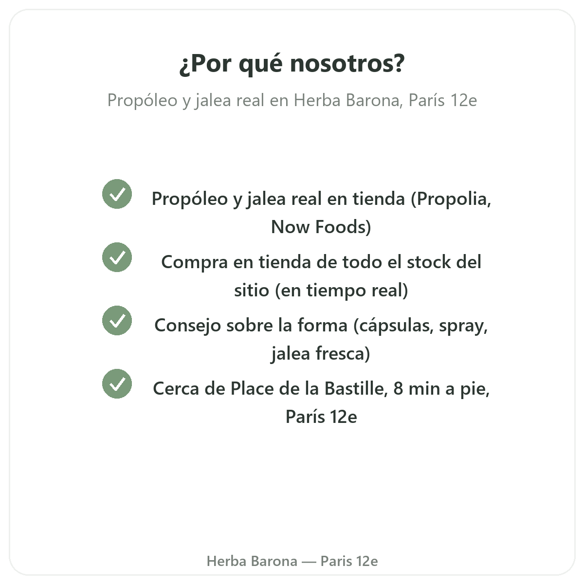 Por qué comprar Propóleo y jalea real fresca en París en Herba Barona París 12e