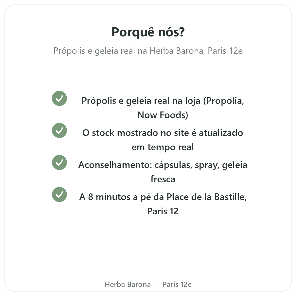 Porquê comprar própolis e geleia real fresca em Paris na Herba Barona Paris 12e