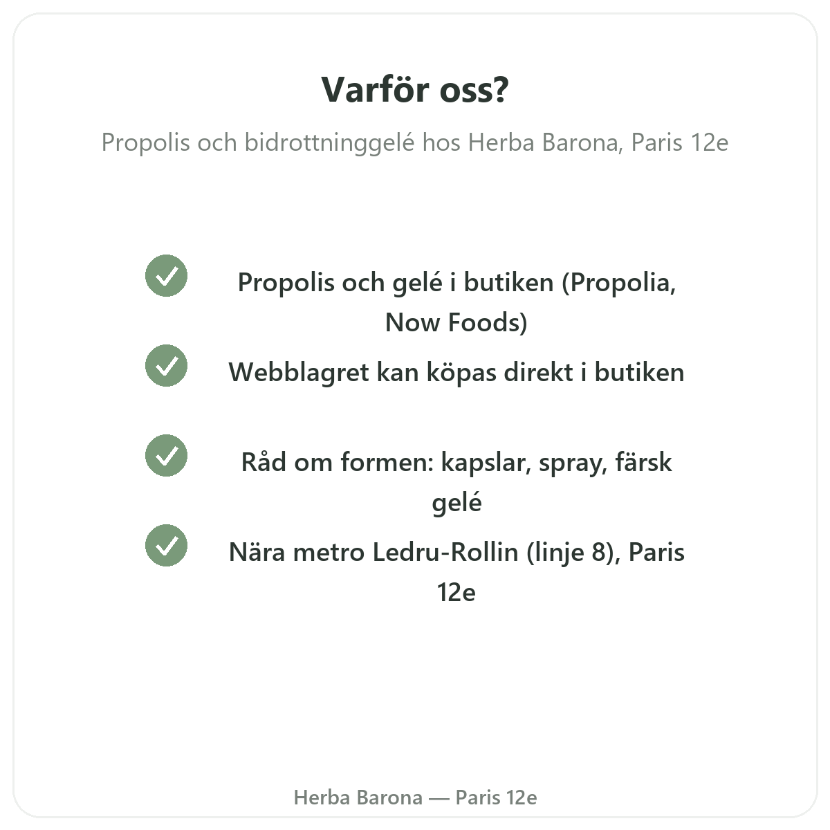 Varför köpa propolis och gelée royale i Paris hos Herba Barona Paris 12e