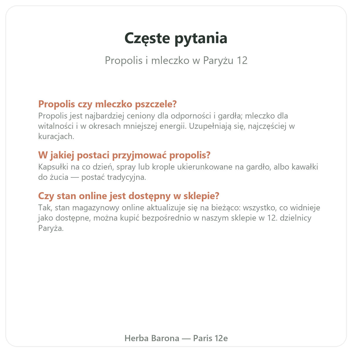 Najczęstsze pytania o propolis i mleczko pszczele w Polsce - Herba Barona - wysyłka do Polski