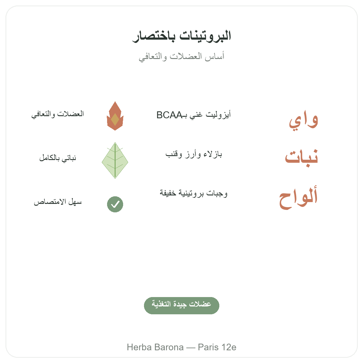بروتينات واي ونباتية في باريس باختصار - أرقام أساسية لدى Herba Barona باريس المقاطعة 12