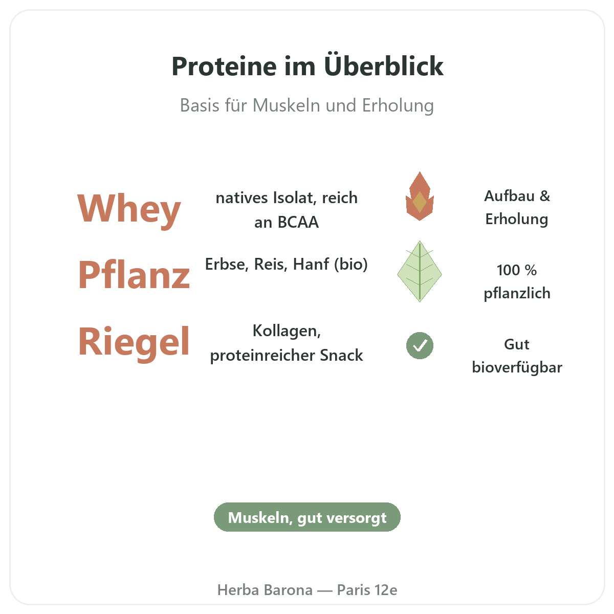 Proteine Whey pflanzlich Paris im Überblick - wichtige Zahlen bei Herba Barona Paris 12e