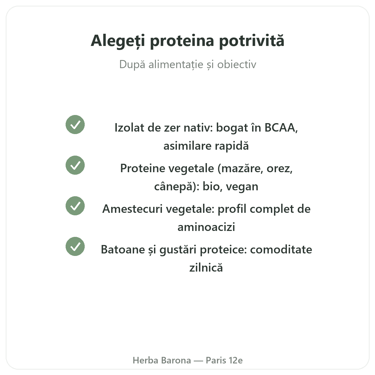 Proteine whey vegetale Paris — angajamente de calitate la Herba Barona Paris 12e