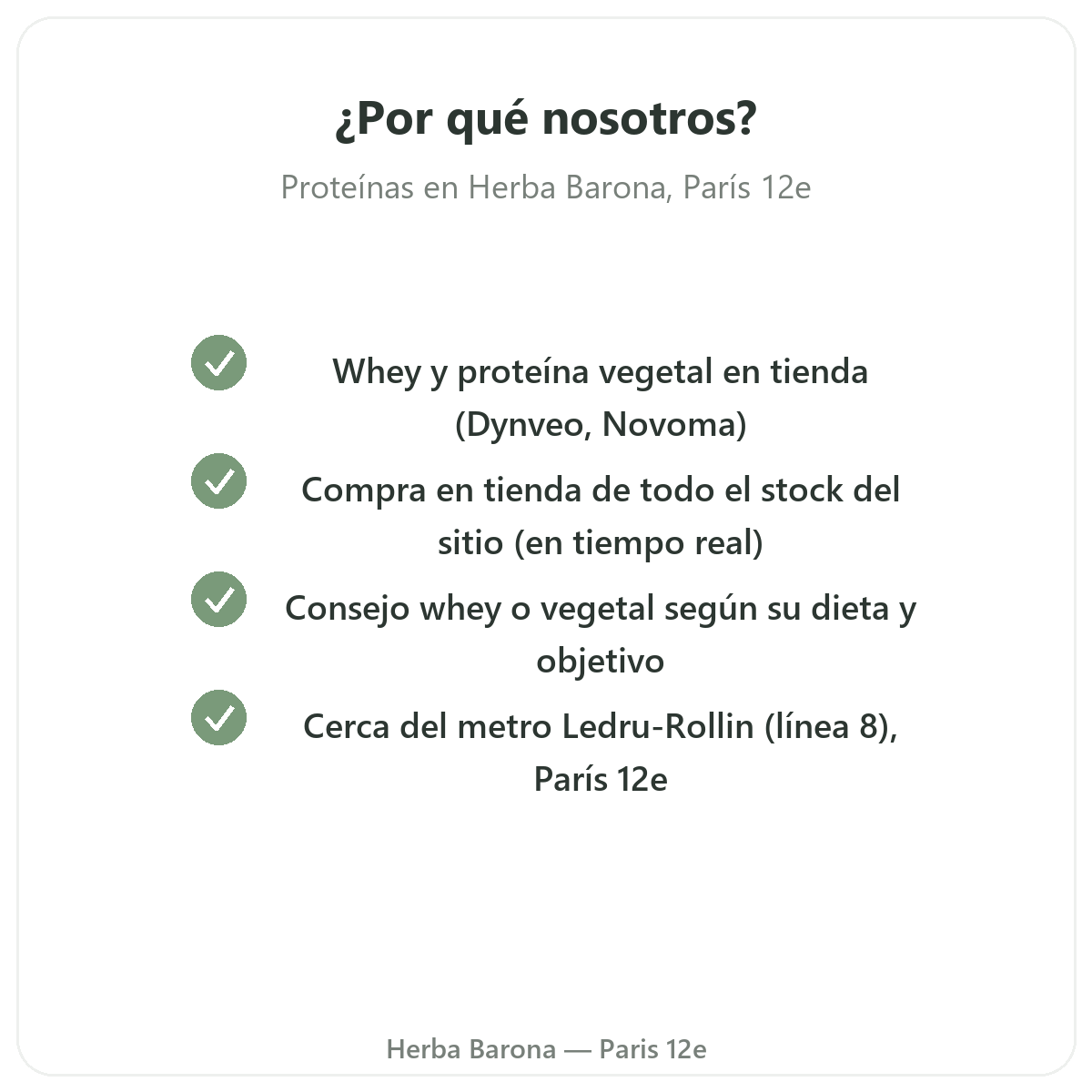 Por que comprar Proteinas whey vegetal Paris en Paris en Herba Barona Paris 12e
