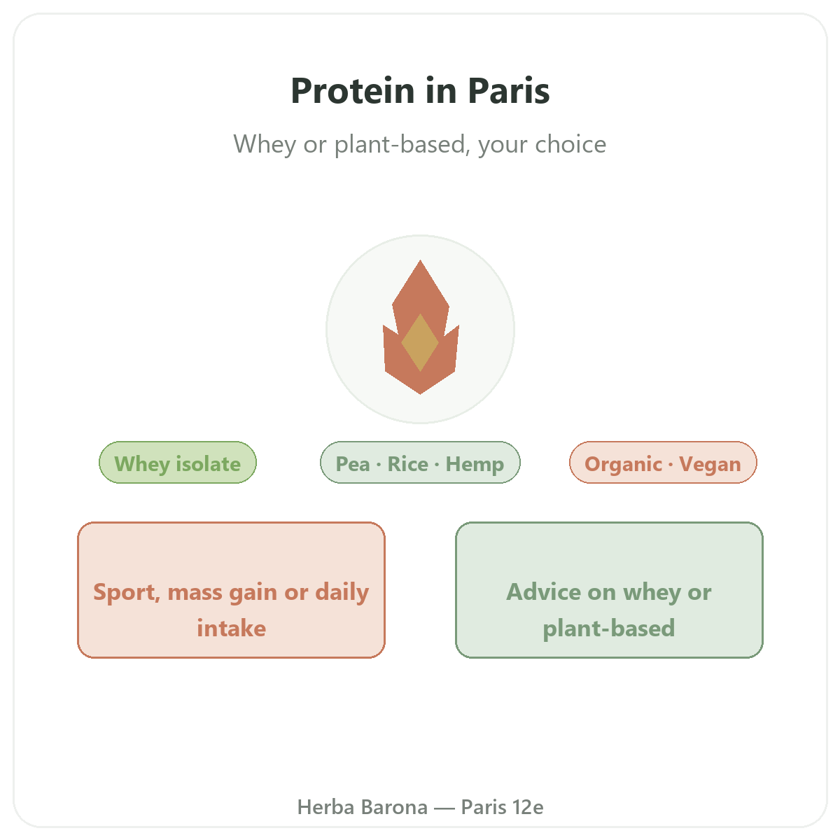 Whey and plant protein in Paris - brand overview at Herba Barona Paris 12th