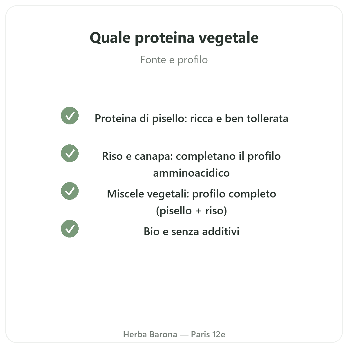 Proteine vegetali a Parigi - impegni di qualità da Herba Barona Parigi 12e