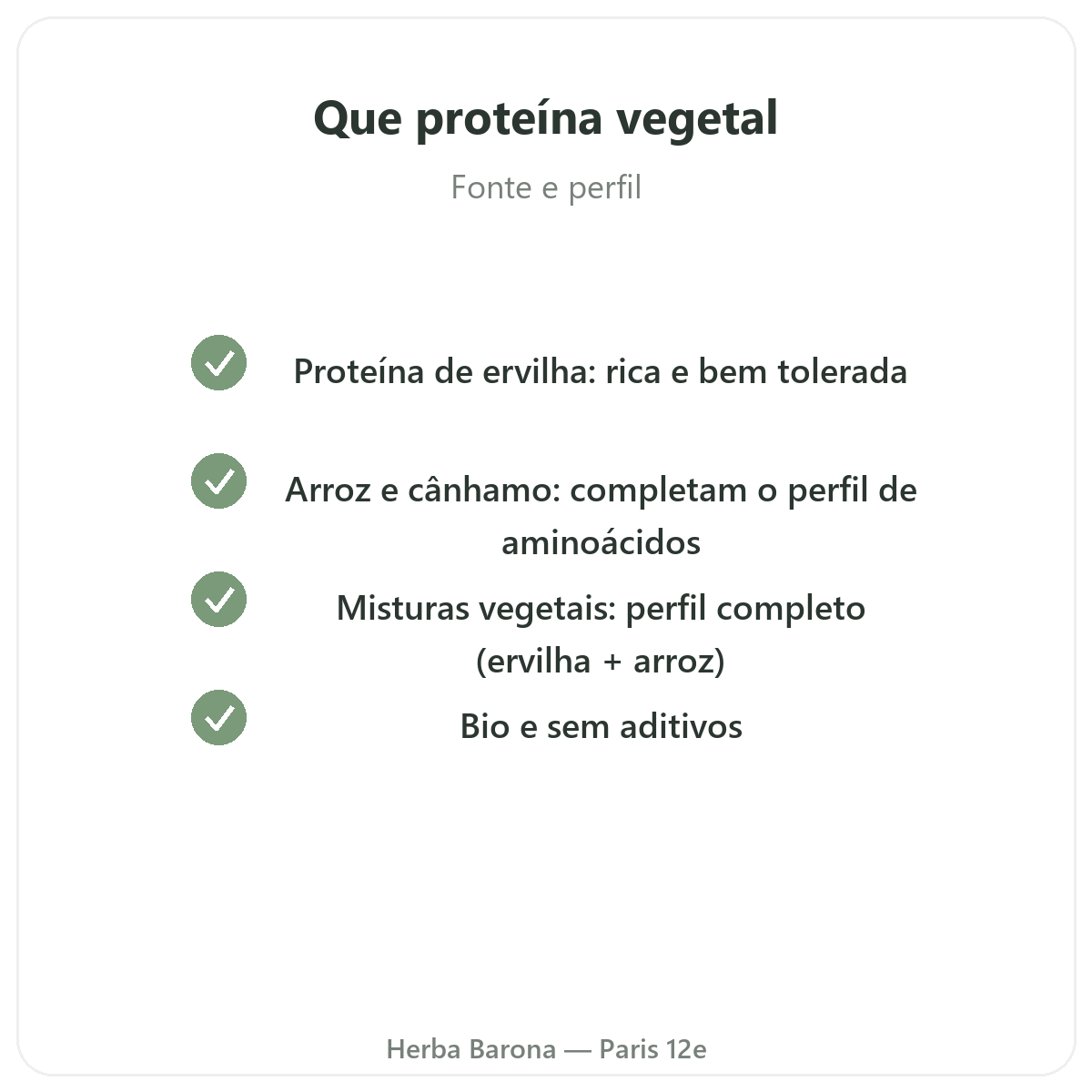 Proteínas vegetais Paris Paris - compromissos de qualidade na Herba Barona Paris 12e