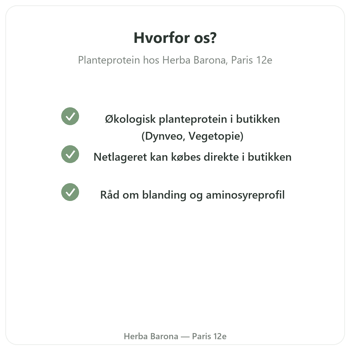 Hvorfor købe Vegetabilske proteiner Paris i Paris hos Herba Barona Paris 12