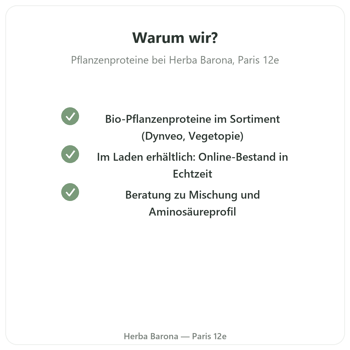 Warum Pflanzenproteine Paris in Paris bei Herba Barona Paris 12 kaufen