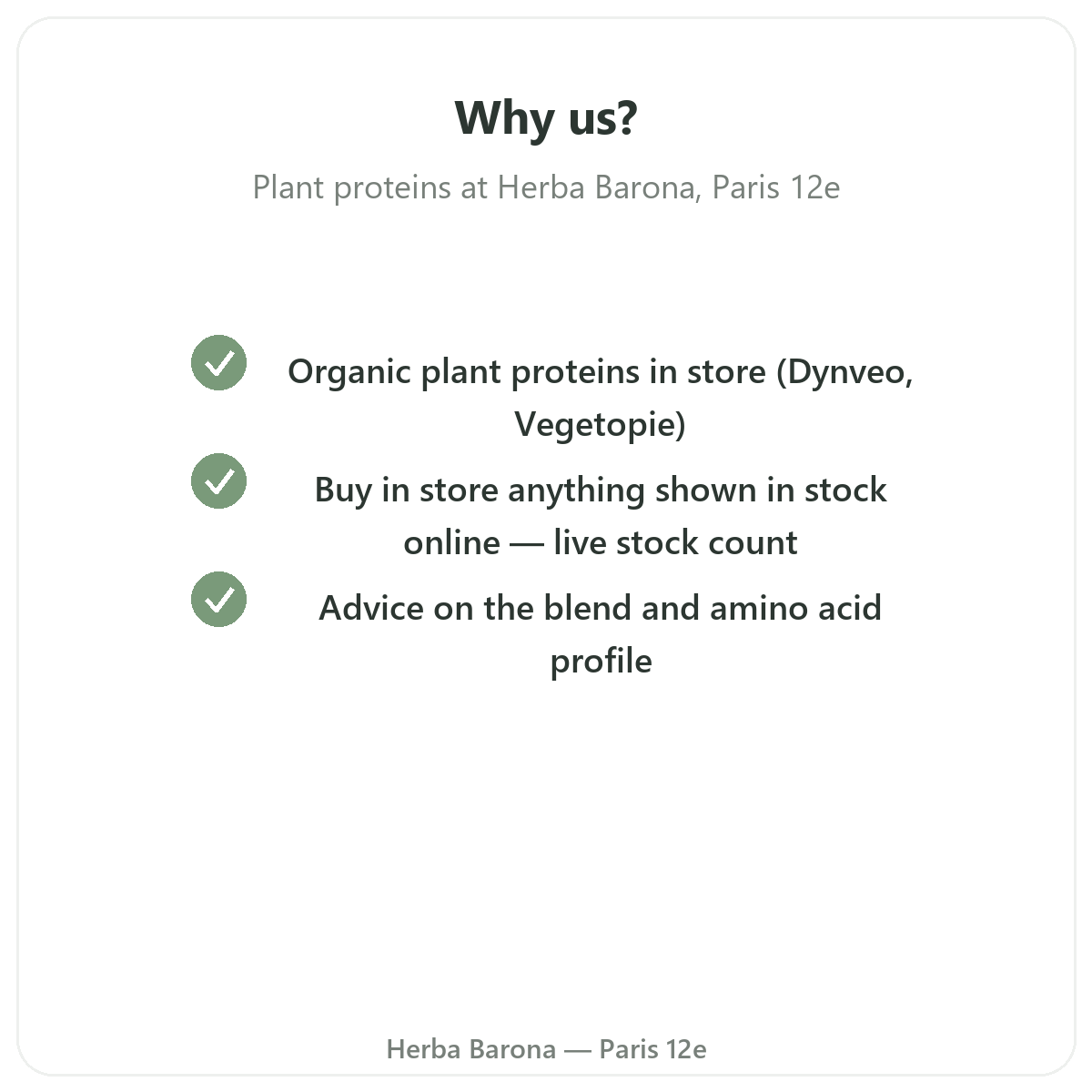 Why buy plant proteins in Paris at Herba Barona Paris 12th