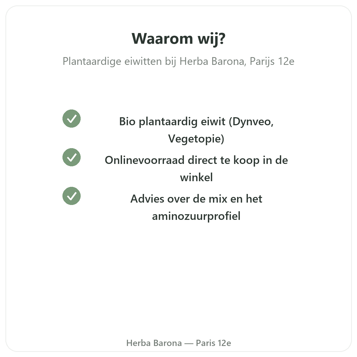 Waarom plantaardige eiwitten kopen in Parijs bij Herba Barona Parijs 12e