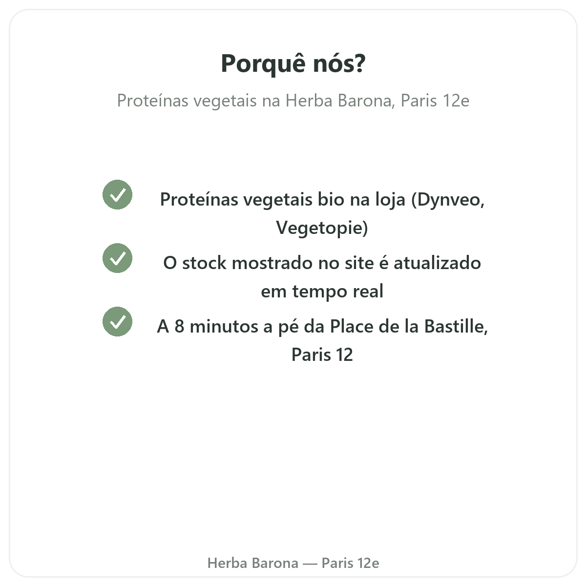 Porquê comprar Proteínas vegetais Paris em Paris na Herba Barona Paris 12e