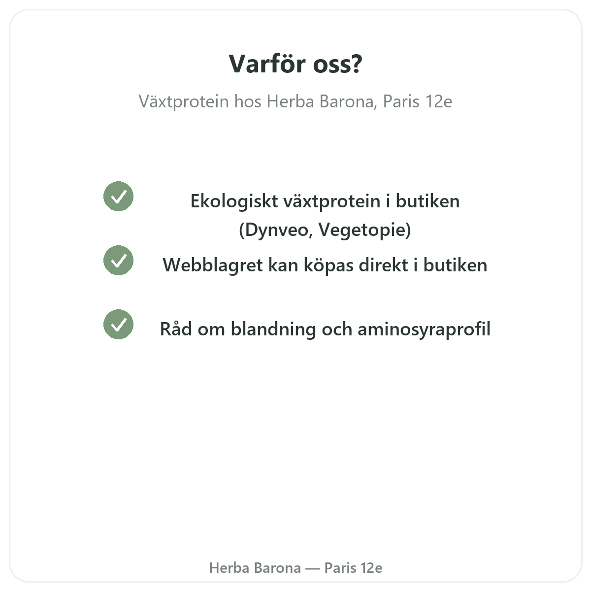 Varför köpa växtprotein i Paris hos Herba Barona Paris 12e