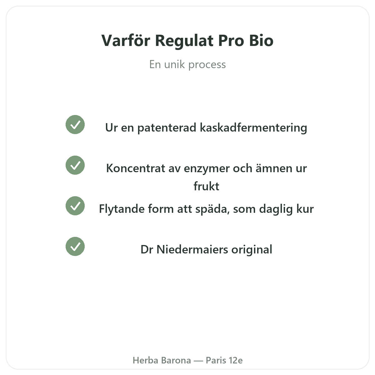 Regulat Pro Bio Paris - kvalitetsåtaganden hos Herba Barona Paris 12e