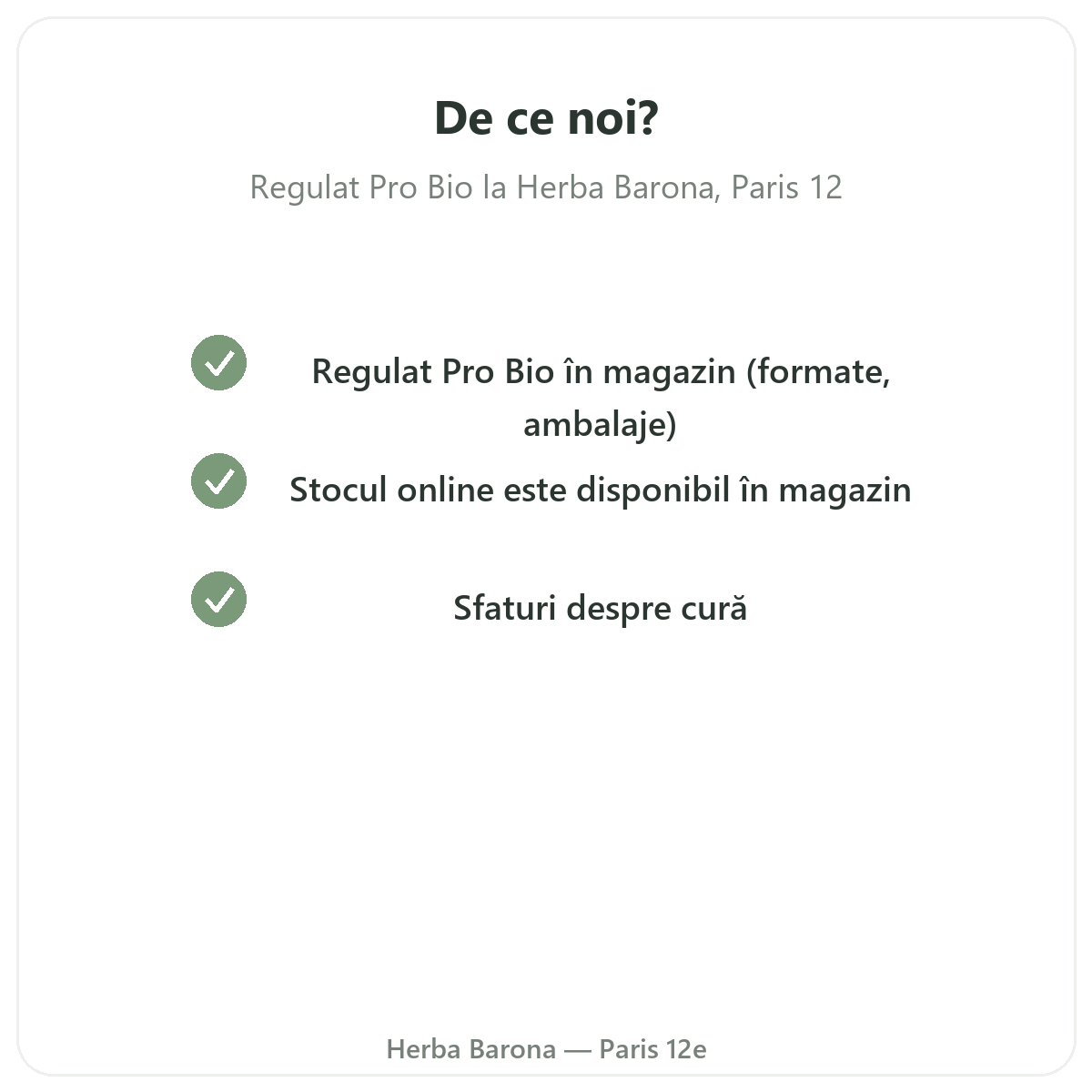 De ce să cumpărați Regulat Pro Bio Paris la Paris de la Herba Barona Paris 12e
