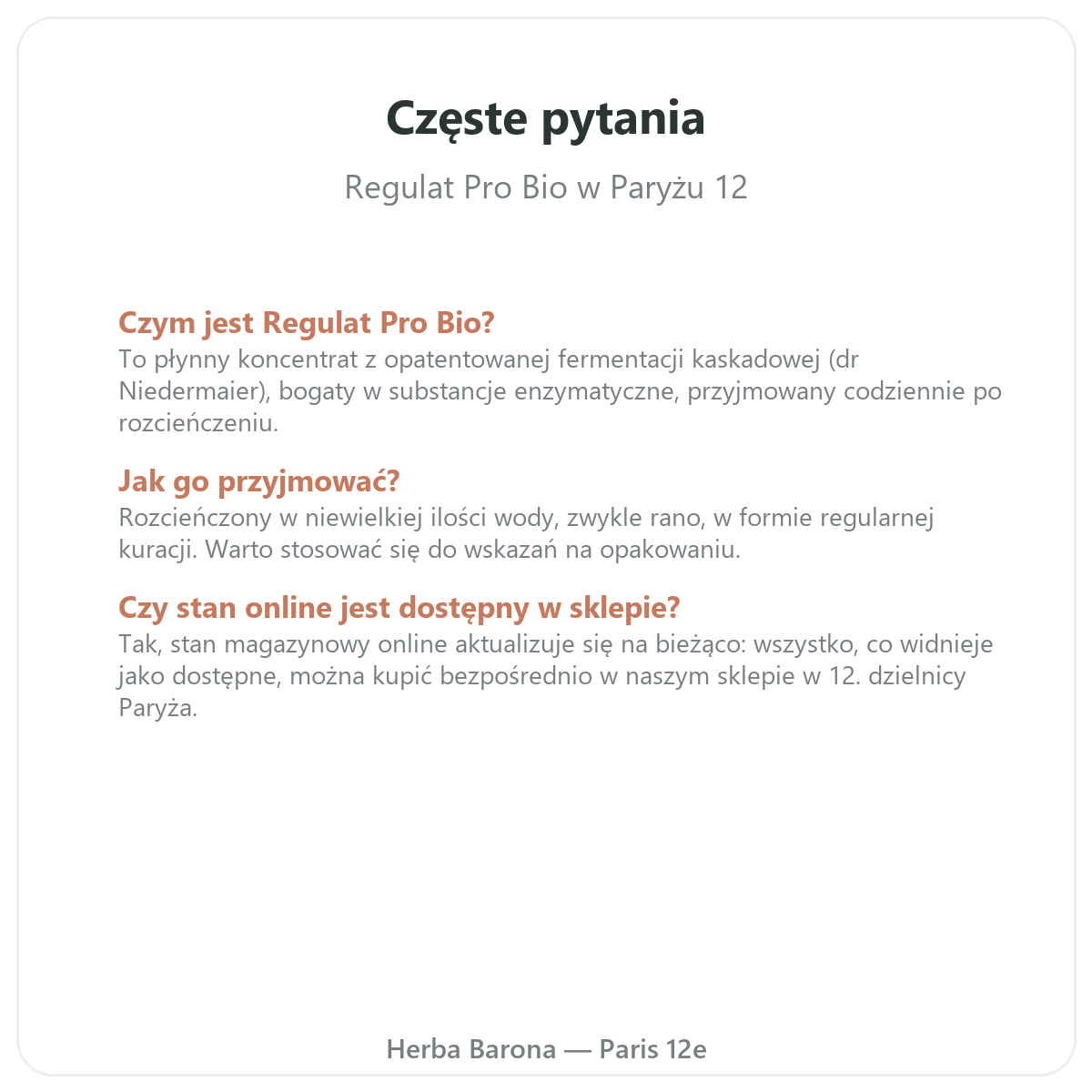 Najczęstsze pytania o Regulat Pro Bio – wysyłka do Polski, Herba Barona