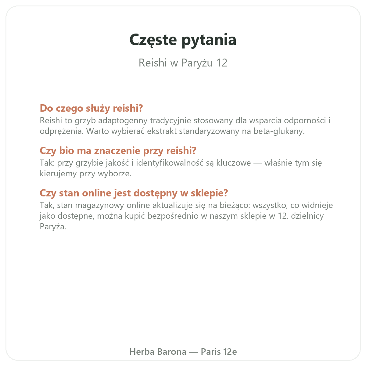Najczęstsze pytania o Reishi – wysyłka do Polski, Herba Barona