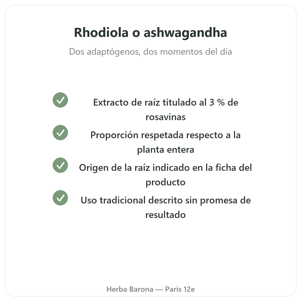 Rhodiola - activos clave a elegir en Herba Barona París 12e