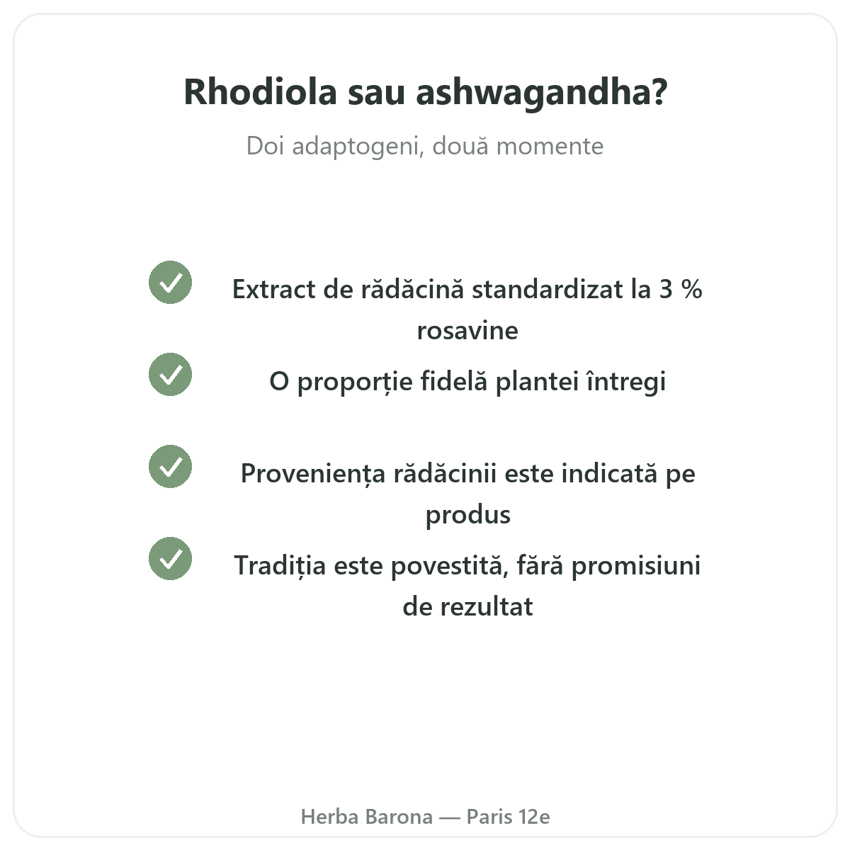 Rhodiola - ingrediente active de ales la Herba Barona, Paris, arondismentul 12