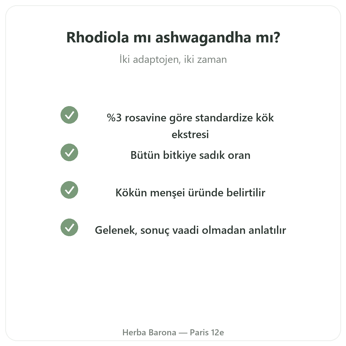 Rhodiola - Herba Barona Paris 12e’de seçilecek temel etkin maddeler