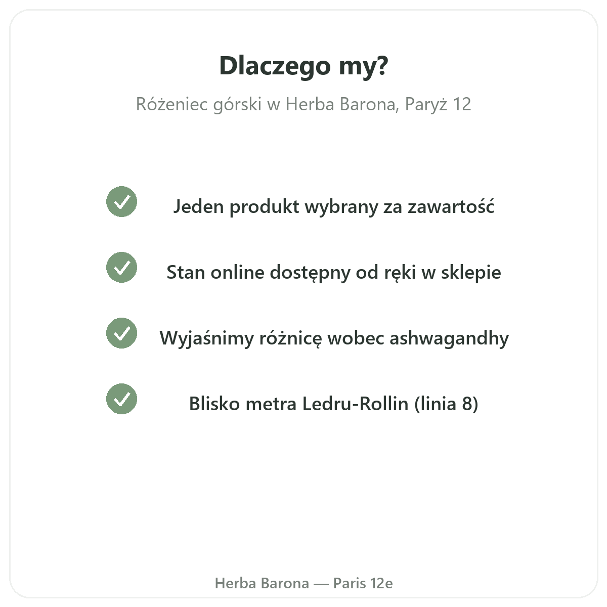 Dlaczego kupić rhodiolę w Herba Barona - Paryż i dostawa do Polski