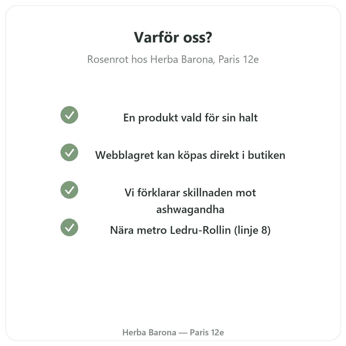 Varför köpa Rhodiola i Paris hos Herba Barona Paris 12e