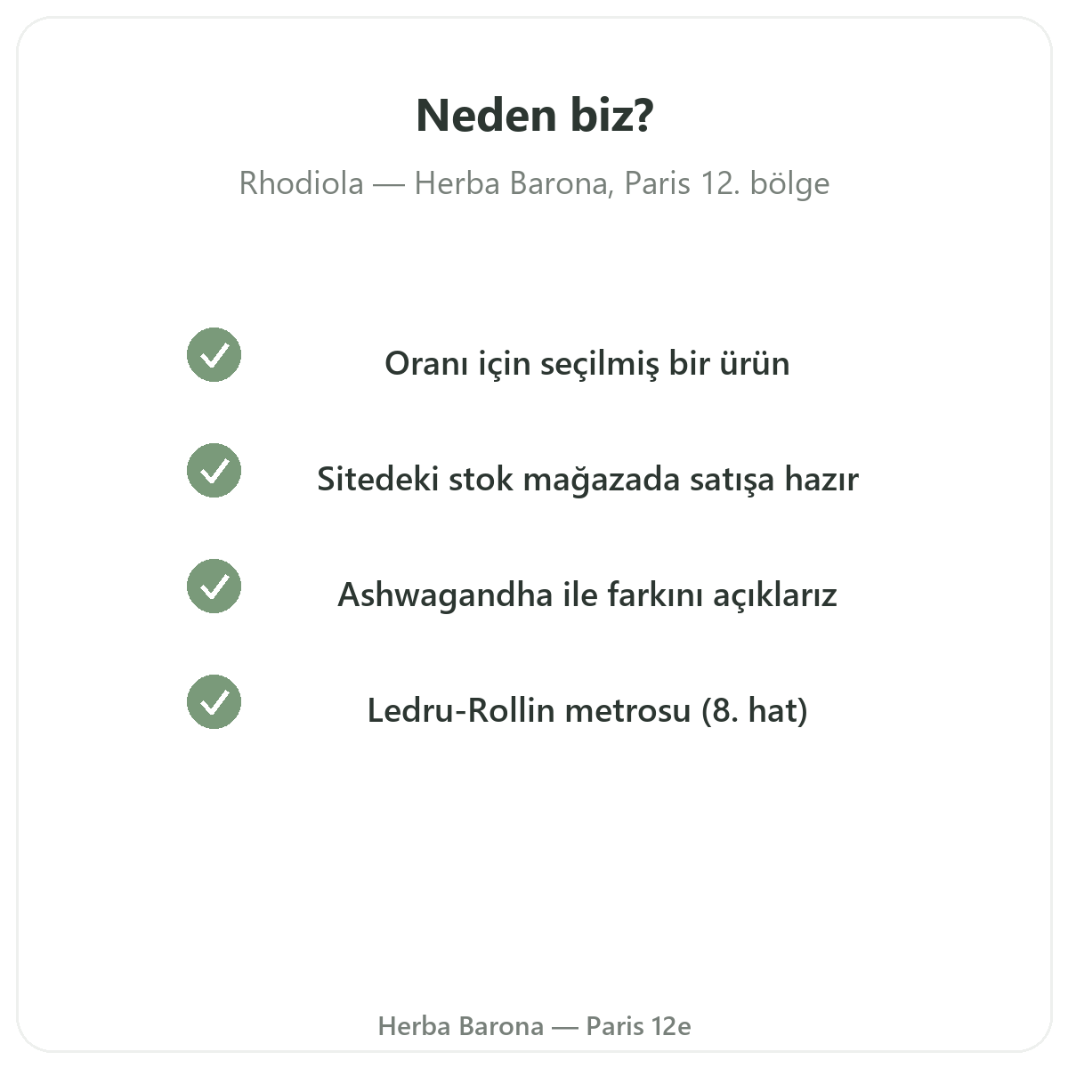 Paris’te rhodiola neden Herba Barona Paris 12e’den alınmalı