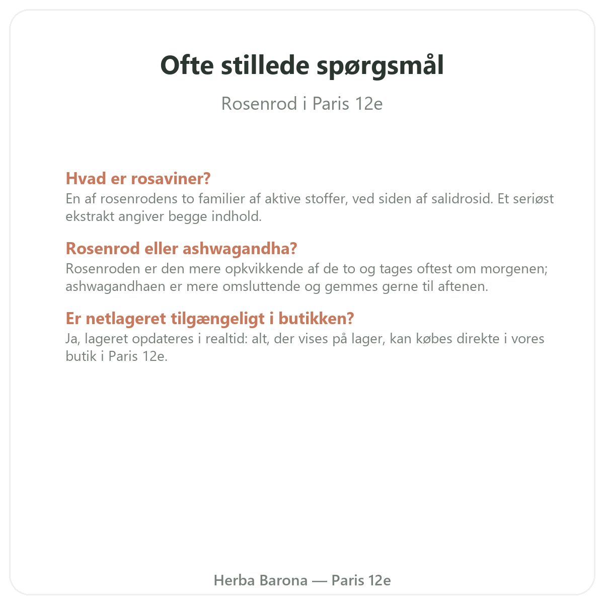 Ofte stillede spørgsmål om rhodiola i Paris - Herba Barona Paris 12