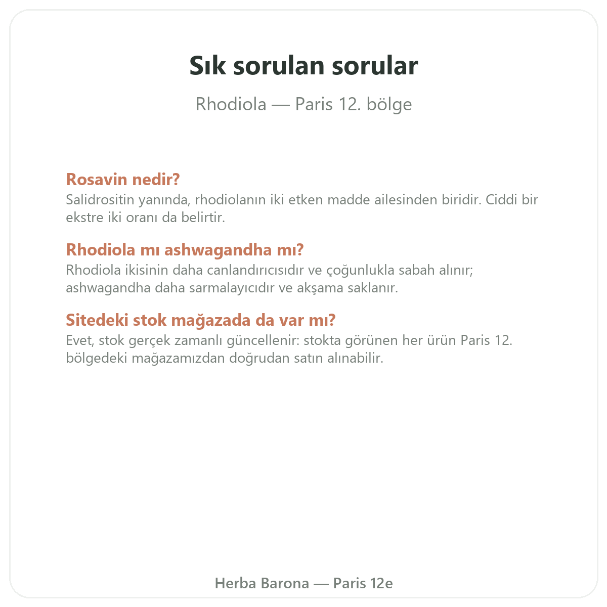 Paris’te rhodiola hakkında sık sorulan sorular - Herba Barona Paris 12e