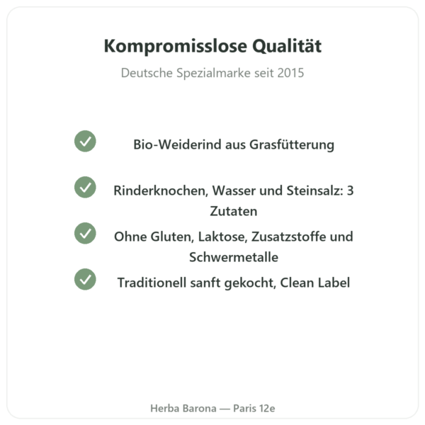 Bio-Rinderknochenbrühe-Konzentrat – 220 g – Jarmino Qualität Paris Herba Barona